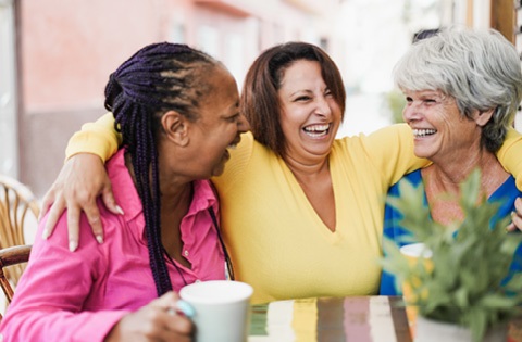 three women chatting