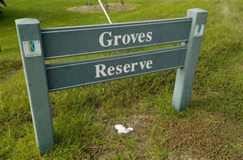 Groves Reserve sign