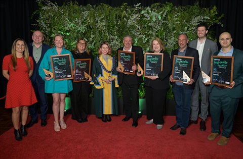 Sustainable Business Awards 2024. Smiling group of winners.