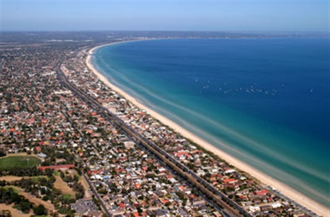 An aerial image of Kingston's coastline